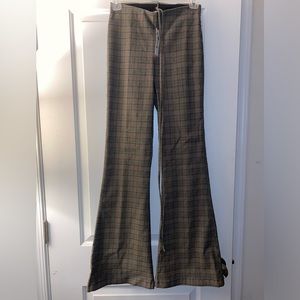 NWT Garage Wrap Waist Plaid Flare Pants